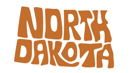North Dakota map typography 