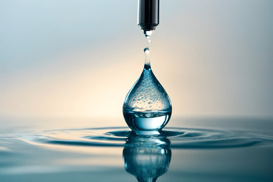 A water drop dropping from a tap