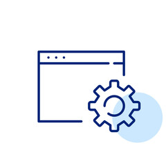 Digital adjustment symbol. Browser window and cogwheel. Online tools precise configuration. Pixel perfect vector icon