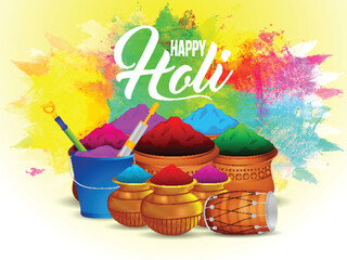 Happy holi indian festival celebration greeting card