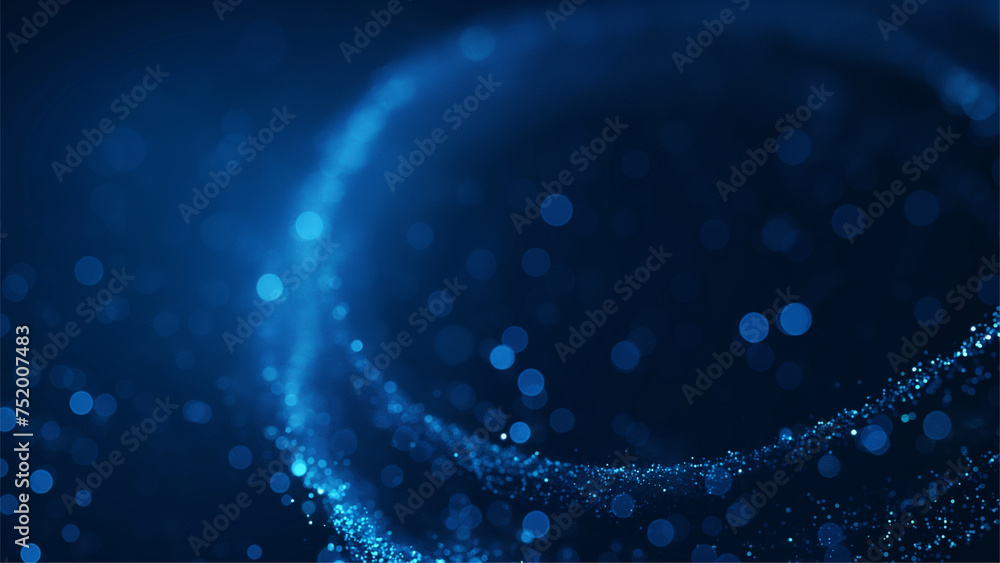 Wall mural abstract circle dark blue tech particles background
