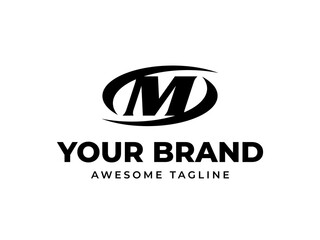 Abstract revolving letter M modern logotype design for Universal company