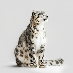  Snow leopard isolated on white background