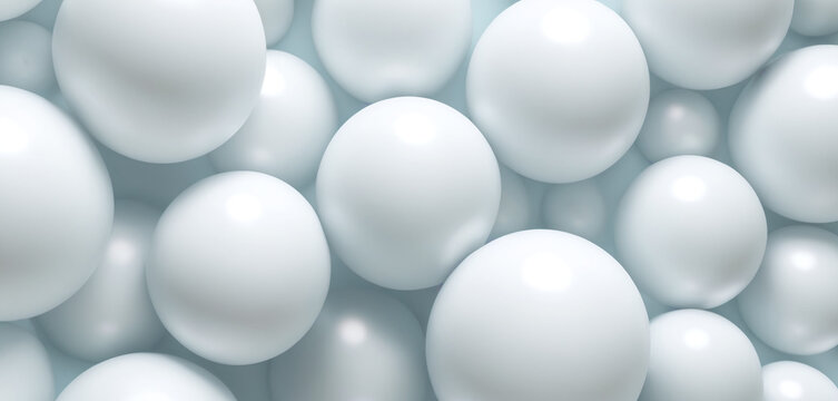 white spheres of balls, abstract background with dynamic 3d spheres, 