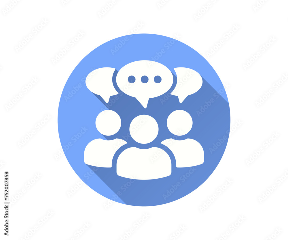 Poster discussion flat icon with long shadow for graphic and web design.