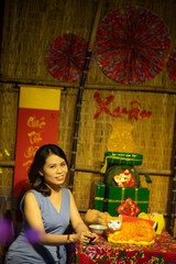 Woman wearing trendy clothes, well-proportioned figure of 35 years old, beautiful colors in Sai...