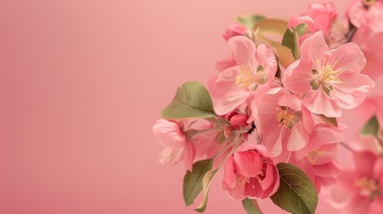 apple flowers on pink background