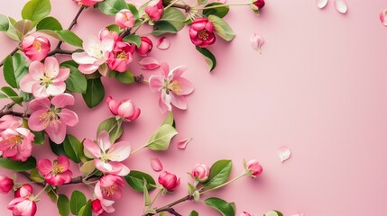 apple flowers on pink background