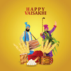 Happy baisakhi celebration greeting card