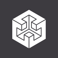 Abstract shape icon isolated on grey background. Geometric logotype designs. Vector illustration.