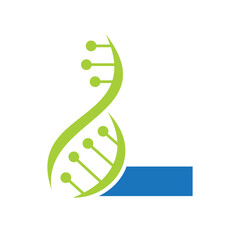 Initial DNA Logo On Letter L Vector Template For Healthcare Symbol