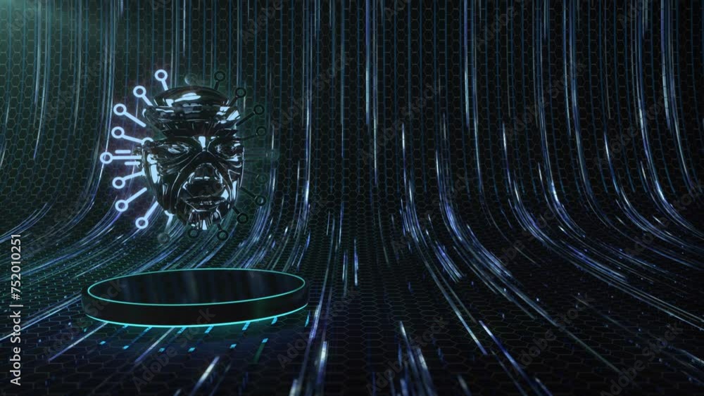 Poster AI Artificial Intelligence background loop technology C. This technical backdrop is loopable.