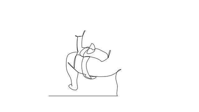 Animated self drawing of Sumo player video illustration. Sumo player illustration simple linear style concept video. Japanese fighting sport design for your business asset design and promotion.