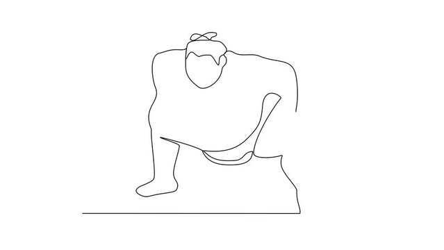 Animated self drawing of Sumo player video illustration. Sumo player illustration simple linear style concept video. Japanese fighting sport design for your business asset design and promotion.