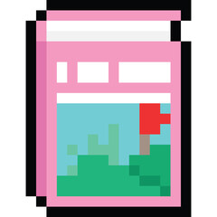 Pixel art a student book cartoon icon