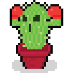 Pixel art boxing cactus character