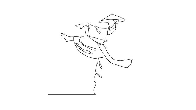 Animated self drawing of a kungfu master video illustration. A kungfu master illustration simple linear style concept videp. Chinese kungfu master design vector for your business promotion and asset.