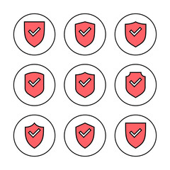 Shield check mark icon vector illustration. Protection approve sign. Insurance icon