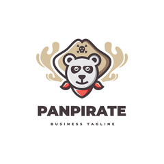 panda pirate logo vector