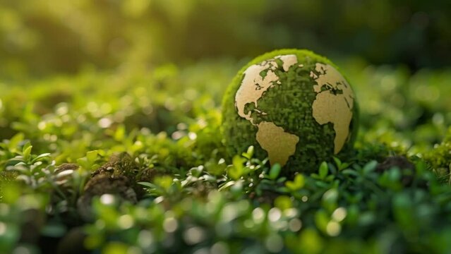 Macro shot of a banner proudly displaying the companys commitment to reducing environmental impact through reshoring and sustainable practices.