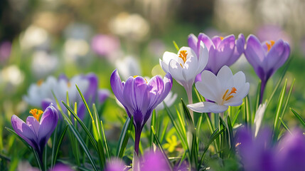 Spring landscapes background. Purple White Flowers In Bloom Of Spring Cinematography.