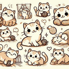 Obraz premium set of funny cat animals