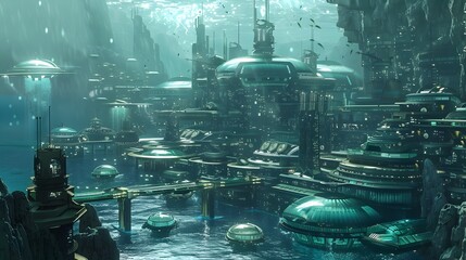 Futuristic Underwater City An Illuminated Ocean Metropolis, To provide a captivating and imaginative visual representation of a futuristic underwater