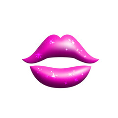 3d sparkling red abstract lips vector illustration design.