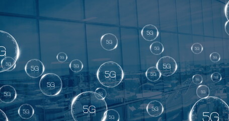 Image of 5g text over cityscape