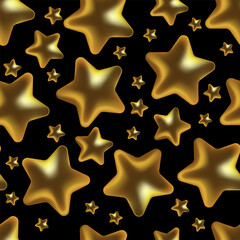Obraz premium Golden 3d stars on black background vector illustration design.