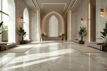 Obraz na płótnie Canvas A contemporary mosque interior exuding elegance and luxury