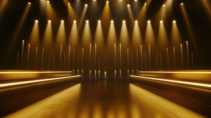 Empty stage with dramatic lighting, suitable for event and performance concepts.