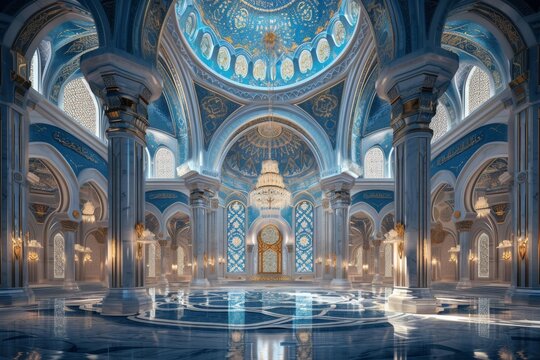 Ethereal dome and mihrab within a celestial mosque