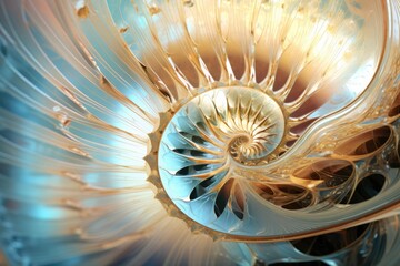 Abstract fractal. Fractal art background Nautilus shell for creative design. Decoration for wallpaper, closeup of a nautilus shell, Ai generated