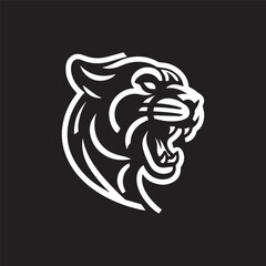 Panther black and white logo vector illustration mascot logo design 