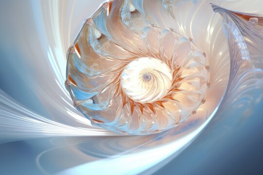 Abstract fractal. Fractal art background Nautilus shell for creative design. Decoration for wallpaper, closeup of a nautilus shell, Ai generated