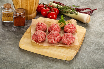 Raw beef meatball minced meat