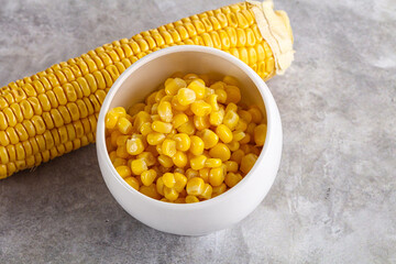 Marinated corn in the bowl