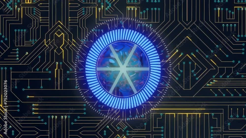 Poster animation of scope scanning and data processing over circuit board