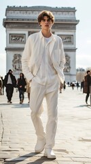 Obraz premium portrait of man in casual clothes walking on the street