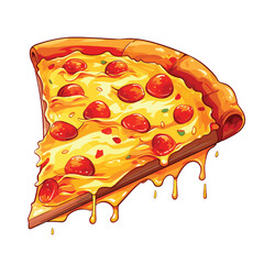 Vector cute pizza slice melted with thumbs up cartoon vector icon illustration isolated on background