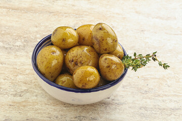 Boiled baby potato in the bowl