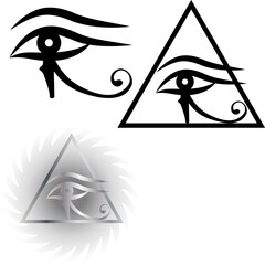 eye of the pharaoh. esoteric symbol. eye of Horus.  left wedjat eye or udjat eye