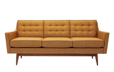 Contemporary Mid-Century Sofa isolated on transparent Background