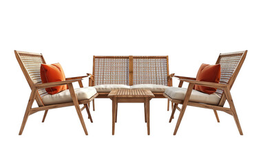Mid-century Inspired Outdoor Seating Arrangements isolated on transparent Background