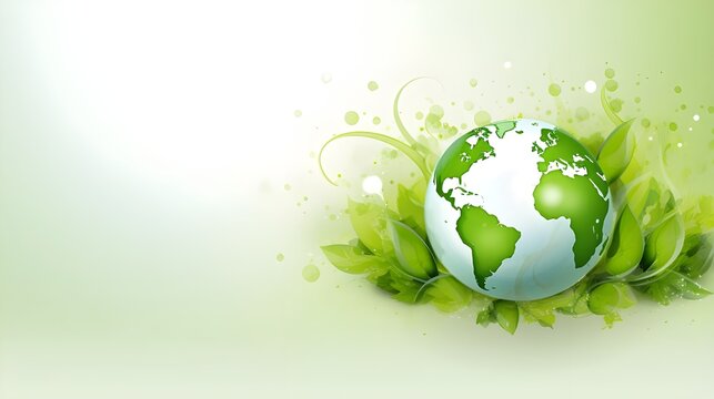 abstract green background with globe, The green globe represents the World Environment and Earth Day concept Generative AI