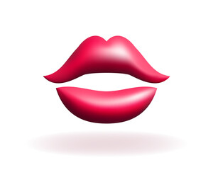 3d red abstract lips vector illustration design.