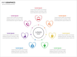 Circle infographic template with 7 options for presentations. Vector infographic design template. diagram, number options. Data visualization. Business concept with 7 steps, seven process.