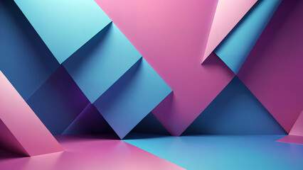 3d rendering of purple and blue abstract geometric background