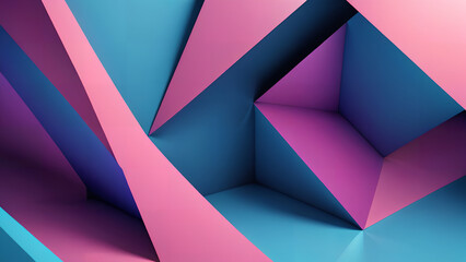 3d rendering of purple and blue abstract geometric background